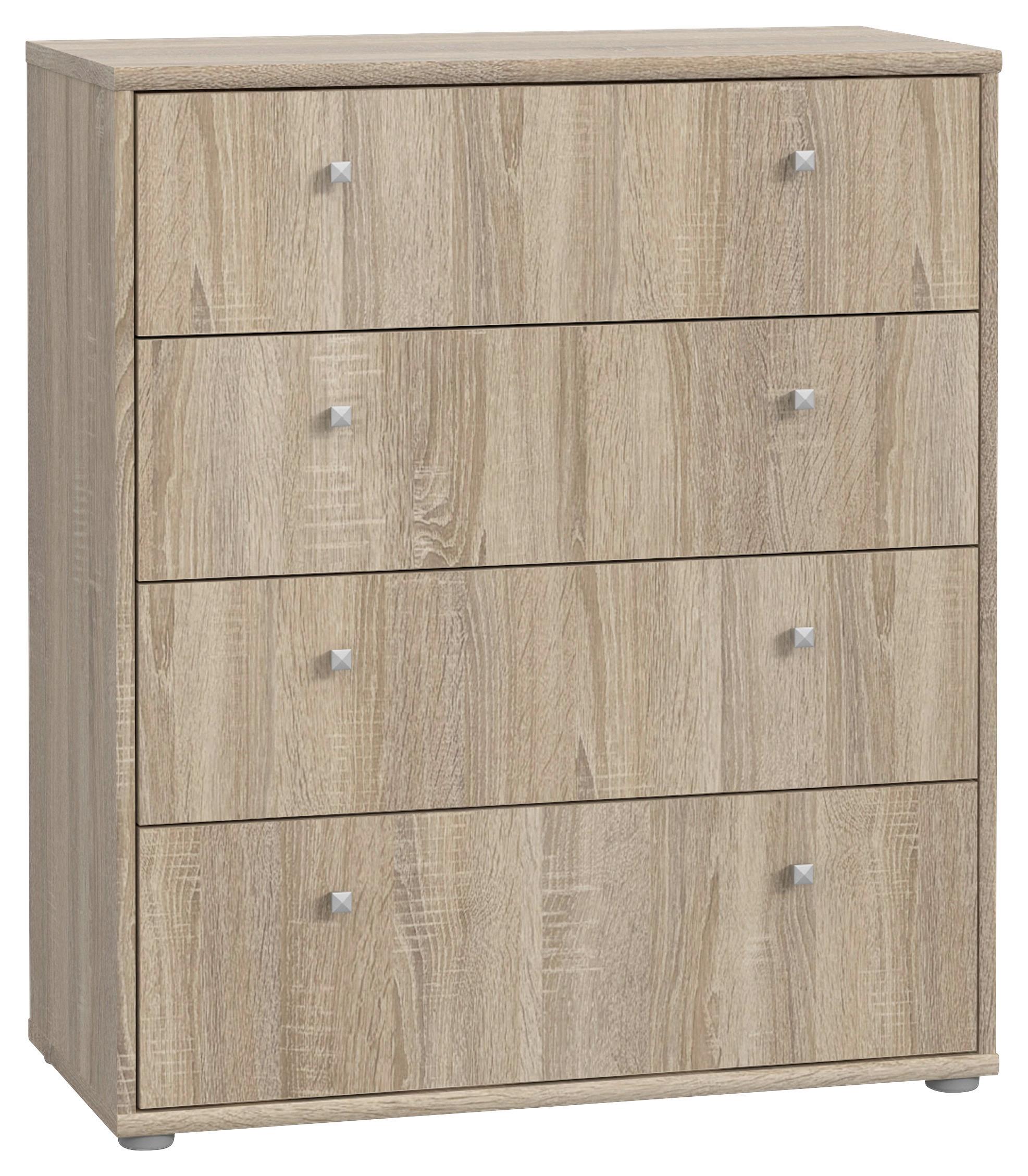 Komoda Tempra 2, Barva Hrasta - barve aluminija/hrast sonoma, Design, umetna masa/leseni material (73,7/85,5/34,8cm)