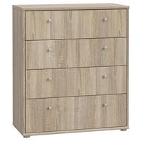 Komoda Tempra 2, Barva Hrasta - barve aluminija/hrast sonoma, Design, umetna masa/leseni material (73,7/85,5/34,8cm)