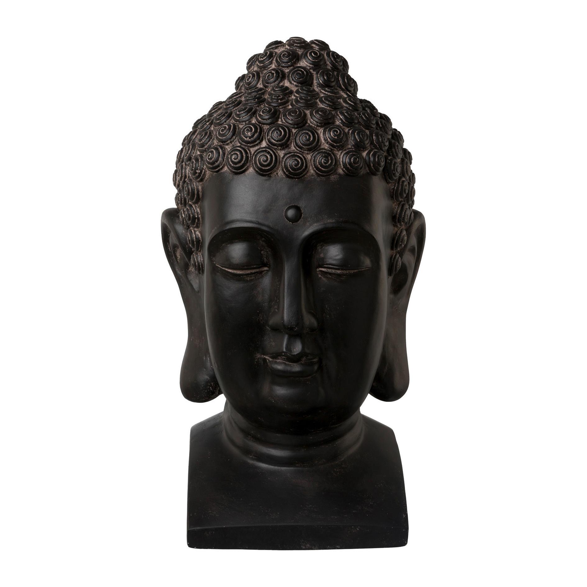 Dekofigur Buddhakopf ca. 60cm - Schwarz, Basics, Stein (60cm) - MID.YOU