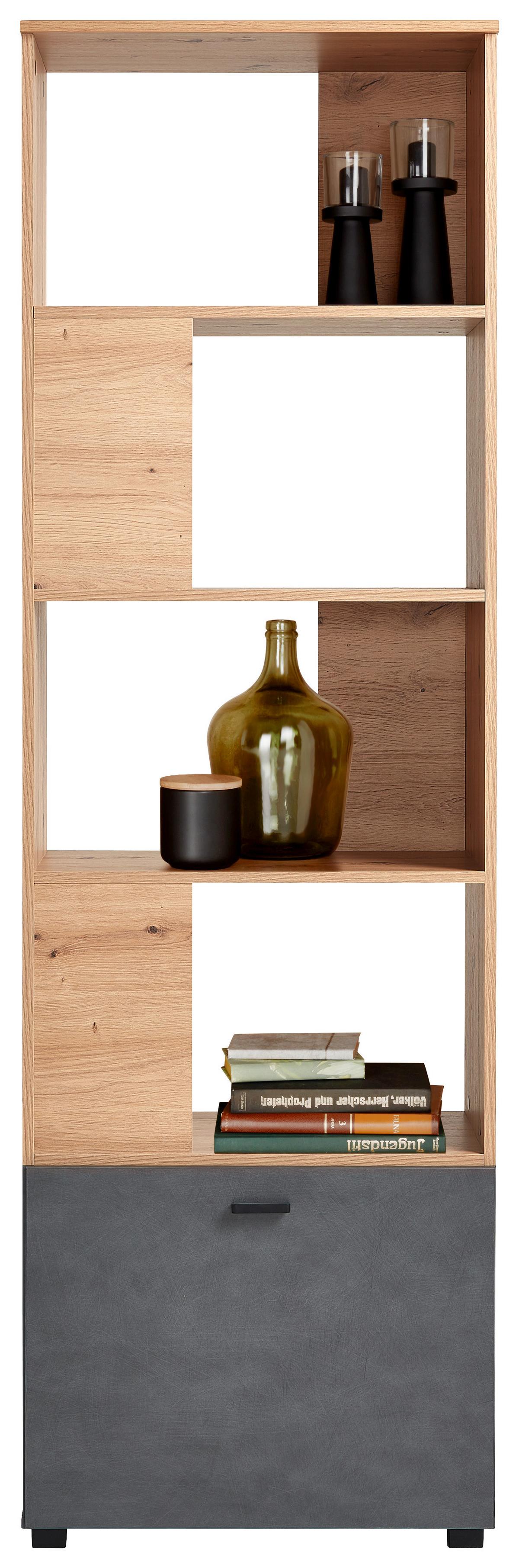 Regal in Eiche Artisan - Schwarz/Eiche Artisan, Modern, Holzwerkstoff/Kunststoff (60,4/195/41,3cm) - Mömax