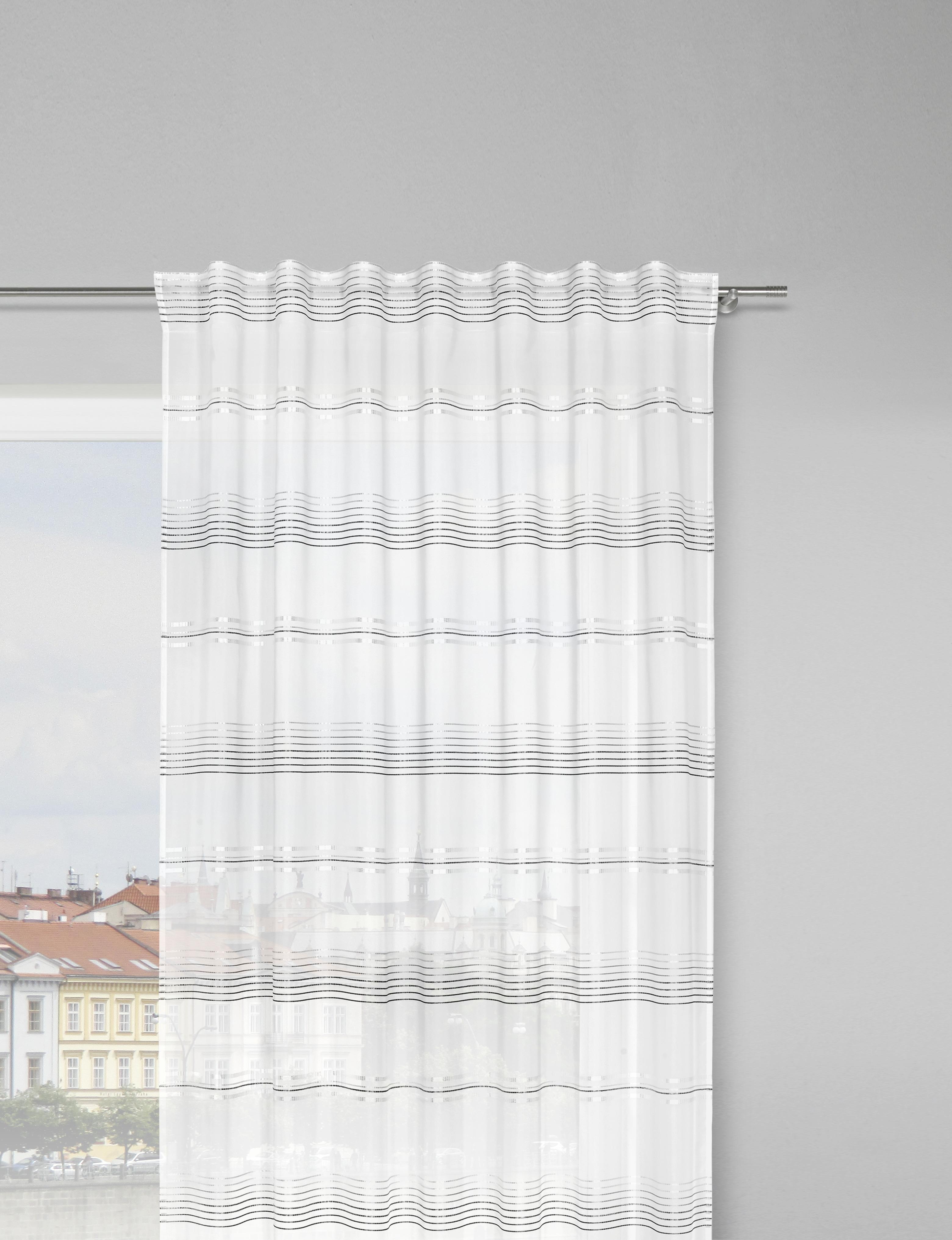 Készfüggöny Louis 140/245 - fehér/szürke, Konventionell, textil (140/245cm) - Modern Living