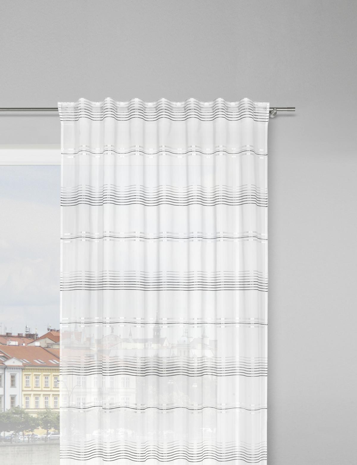 Perdea prefabricată Louis - alb/gri, Konventionell, textil (140/245cm) - Modern Living