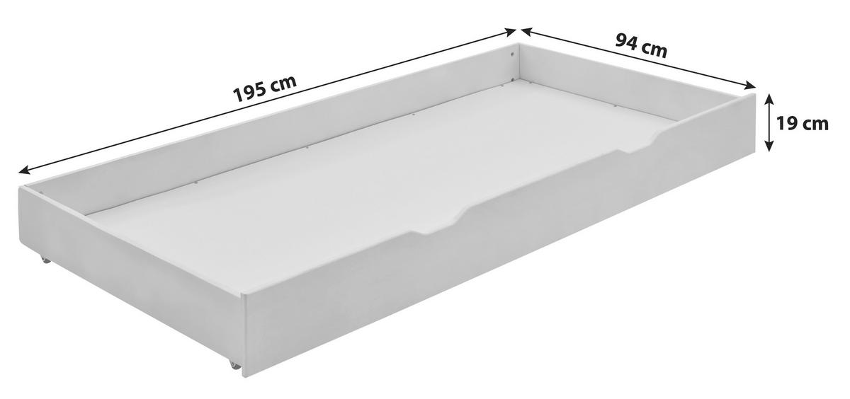 Podposteljni Zaboj Lupo 2, Bela - bela, Konvencionalno, les (195/19/94cm)