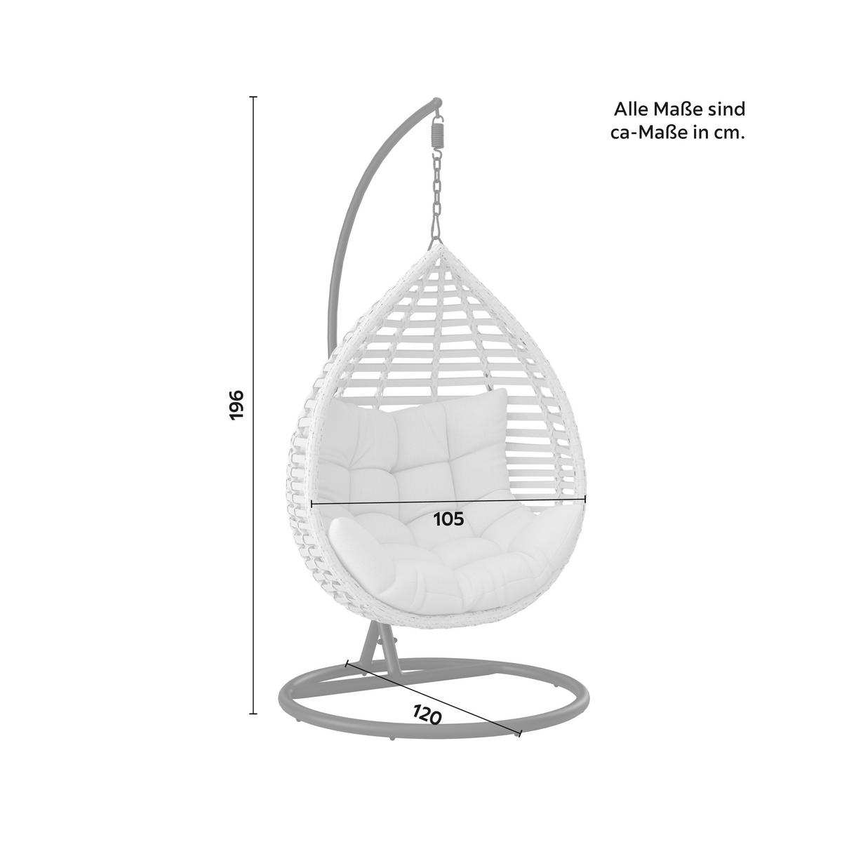 Hängesessel Nancy Creme Metall/Kunststoff/Outdoorstoff - Dunkelgrau/Creme, MODERN, Kunststoff/Textil (105/196/120cm) - Bessagi Garden