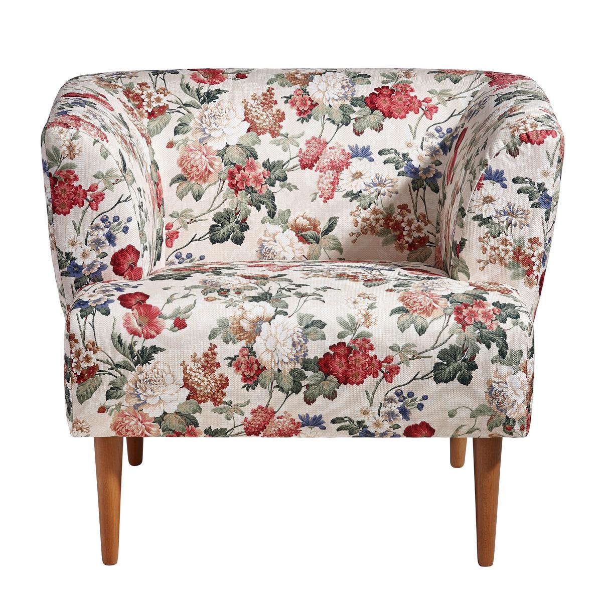 FOTEL CINDY  -AMBIA HOME- - kolor bukowy/różnokolorowy, Design, tkanina/drewno (85/71/80cm) - Ambia Home