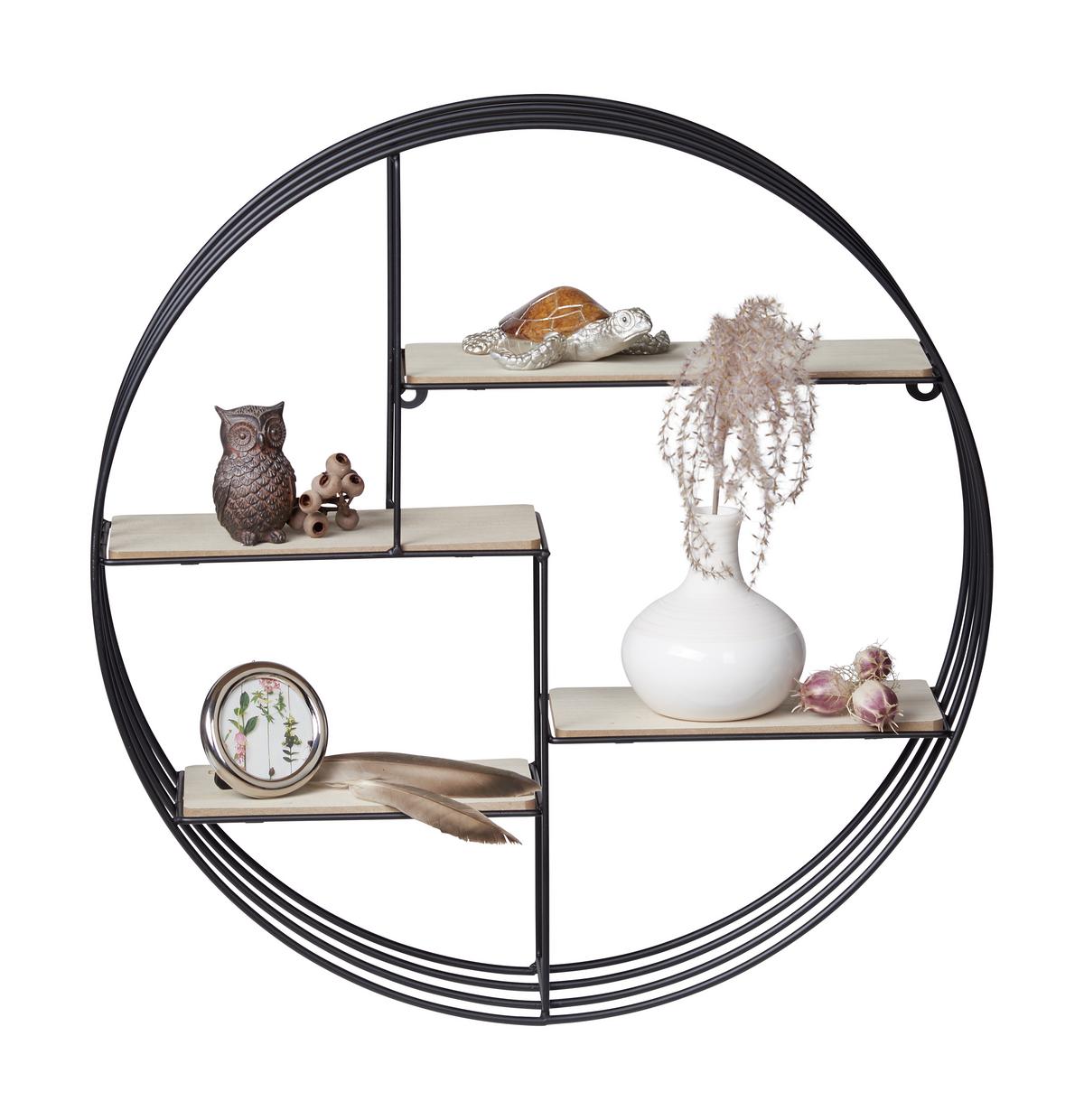 REGAŁ ŚCIENNY HANNA - czarny/jasnobrązowy, Lifestyle, materiał drewnopochodny/metal (45/45/11cm) - Landscape