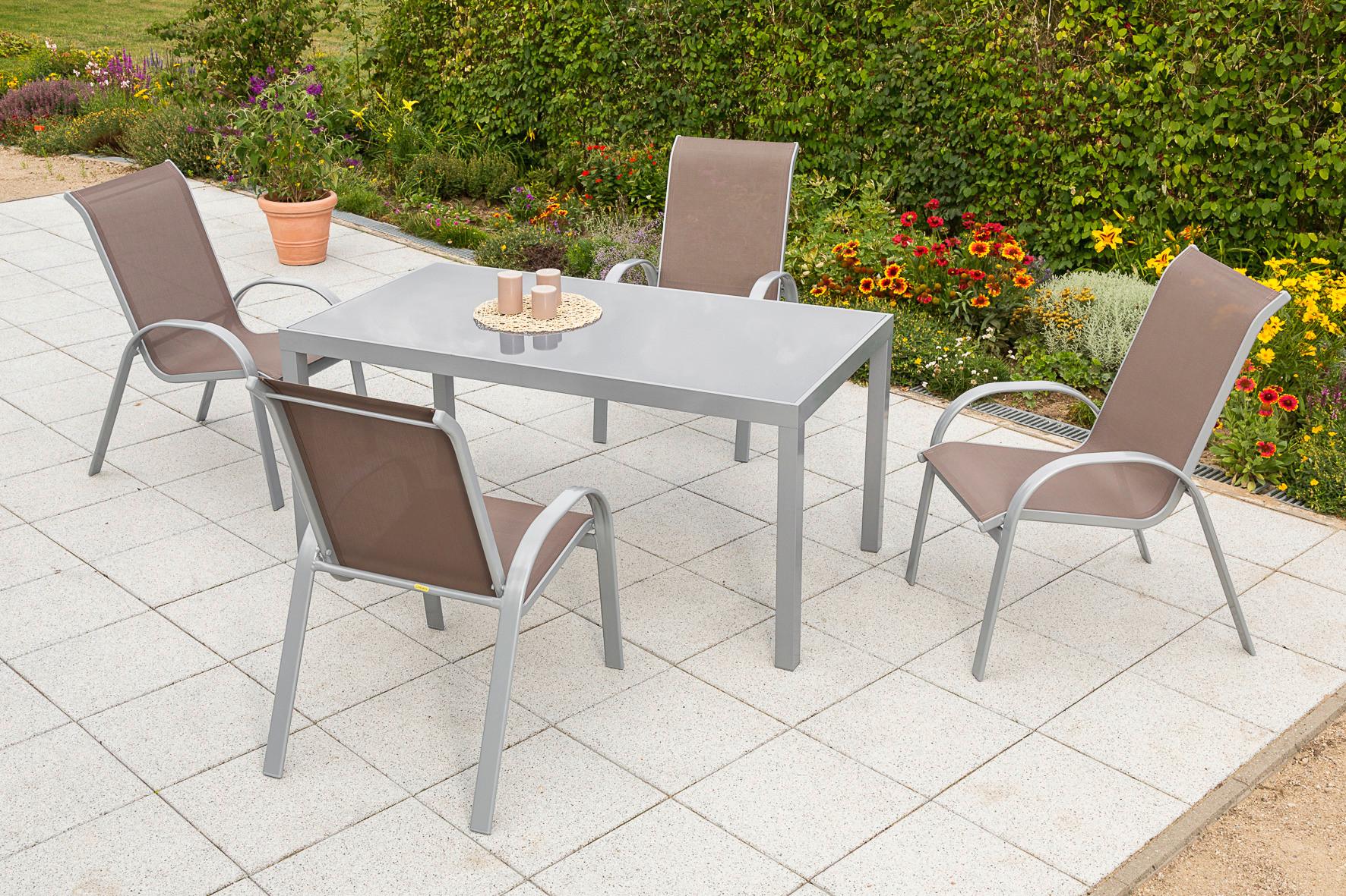 GARTENSET AMALFI - Taupe/Silberfarben, MODERN, Textil/Metall - Gardenson
