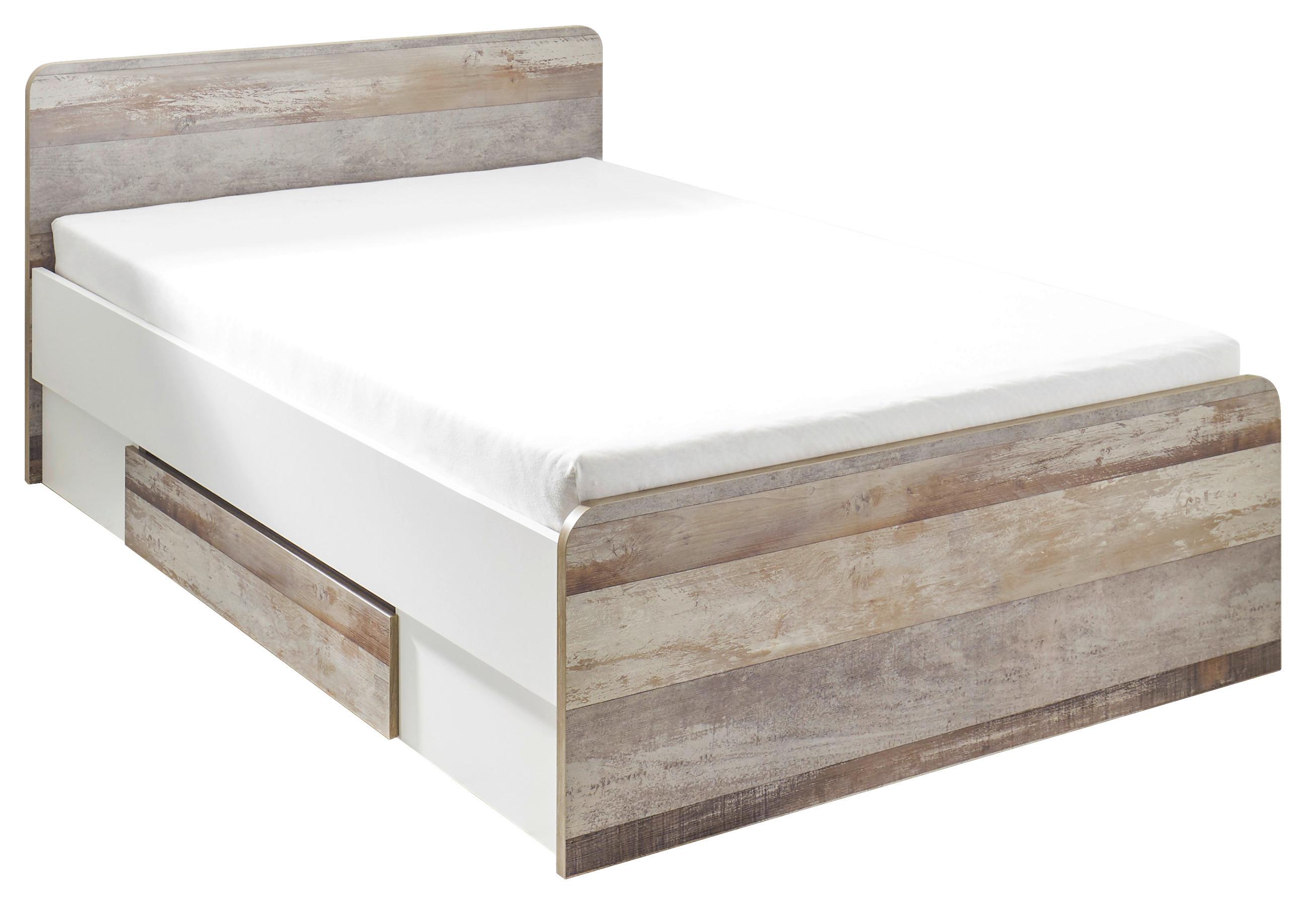 Stauraumbett in Braun/Grau/ Weiss 'Moon' - Schwarz/Braun, MODERN, Holzwerkstoff/Kunststoff (140/200cm) - MID.YOU