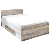Stauraumbett in Braun/Grau/ Weiss 'Moon' - Weiss/Schwarz, Modern, Holzwerkstoff/Kunststoff (140/200cm) - MID.YOU
