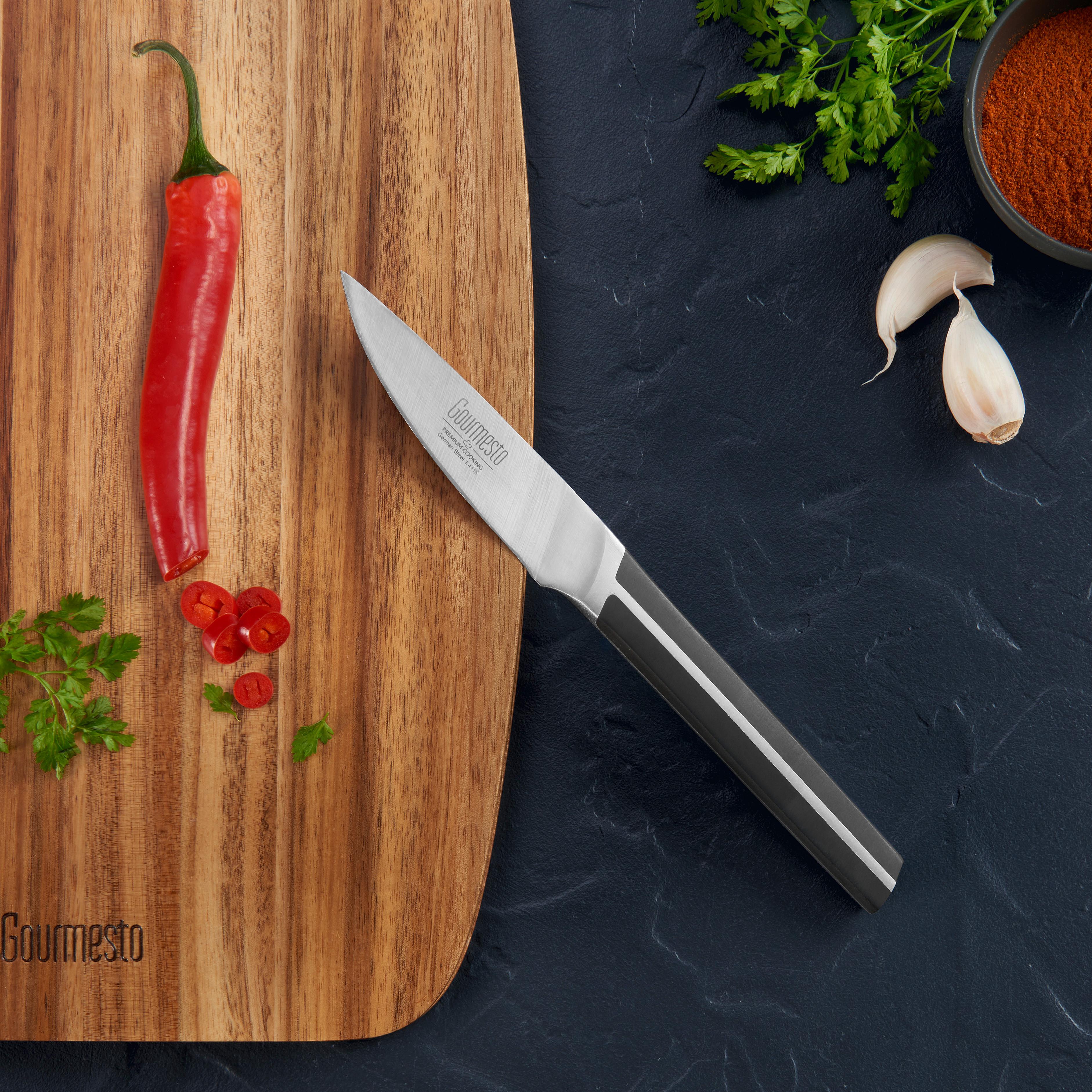 COUTEAU À ÉPLUCHER PROFI LINE - couleur inox/noir, KONVENTIONELL, métal/matière synthétique (21cm) - Gourmesto