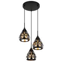Hängeleuchte Hassan Schwarz max. 40 Watt - Schwarz, Trend, Kunststoff/Metall (41/120cm) - Globo