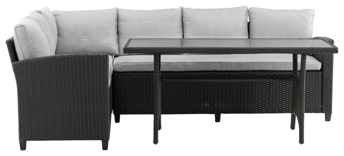 Dining-Loungeset Bentwood ca. 173x227 cm Schwarz - Schwarz, KONVENTIONELL, Kunststoff (173/227cm) - Gardenson