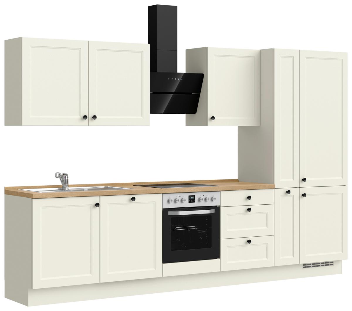 Küchenblock Cascada High m. Geräten Weiß - Eichefarben/Schwarz, MODERN, Holzwerkstoff/Metall (330cm) - Nobilia