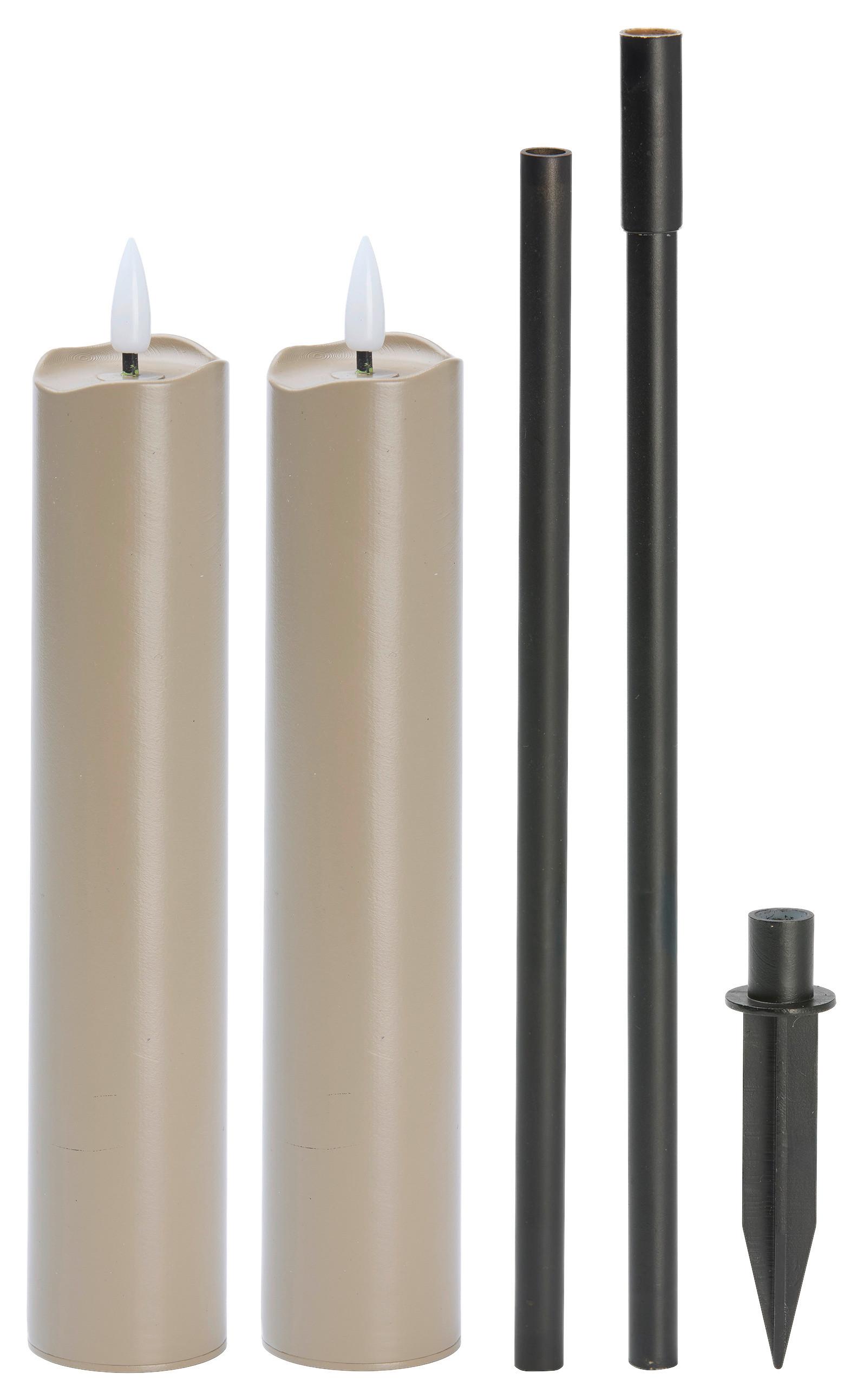 LED-Gartenfackel Kalypso Beige, 2er Set - Beige, Basics, Kunststoff (4/89cm) - Mömax