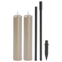 LED-Gartenfackel Kalypso Beige, 2er Set - Beige, Basics, Kunststoff (4/89cm) - Mömax