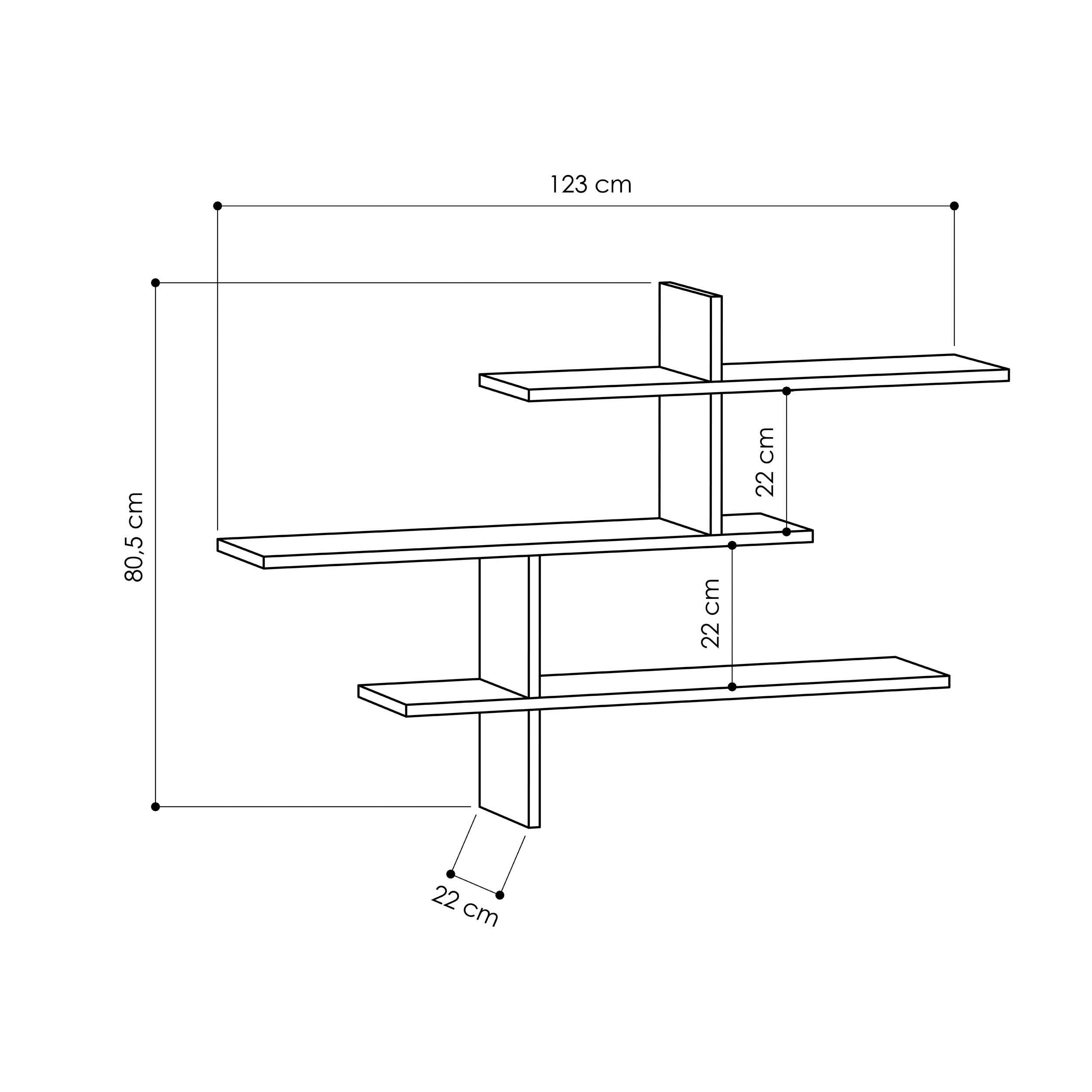 WANDREGAL LEO REGAL - Eichefarben, Design, Holzwerkstoff (123/81/22cm) - Livetastic