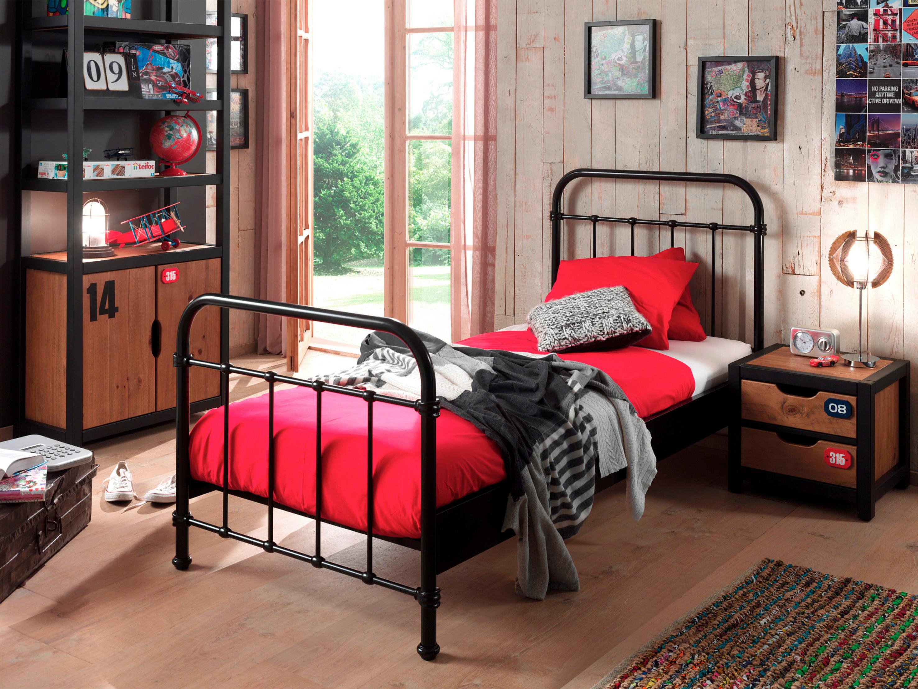 Kinder-/Juniorbett New York ca. 90x200 cm Schwarz - Schwarz, ROMANTIK / LANDHAUS, Metall (90/200cm) - Vipack