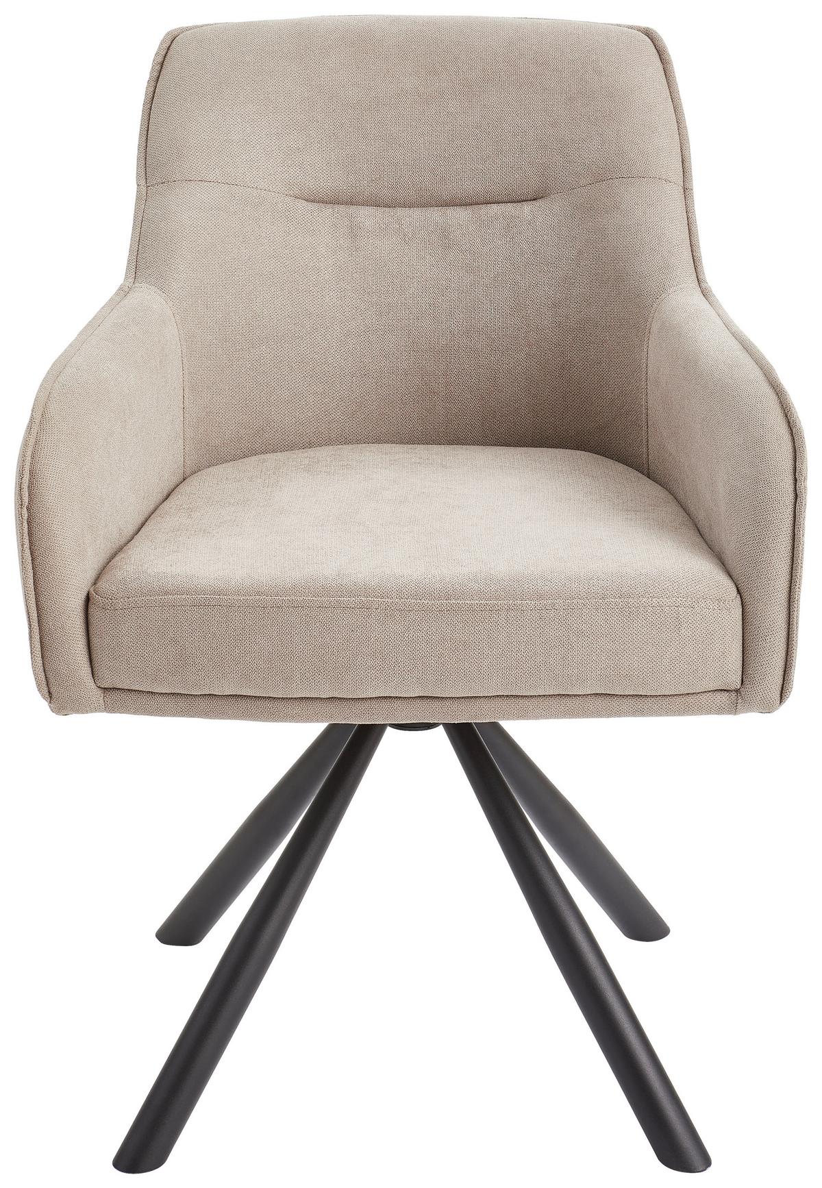 KRZESŁO Z PODŁOKIETNIKAMI ANNA - czarny/taupe, Modern, metal/tkanina (61/86/62cm) - Livetastic