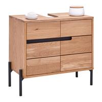Waschbeckenunterschrank Avanto Eichefarben/Schwarz - Schwarz, Natur, Holz/Metall (64/61/35cm) - ecoTree