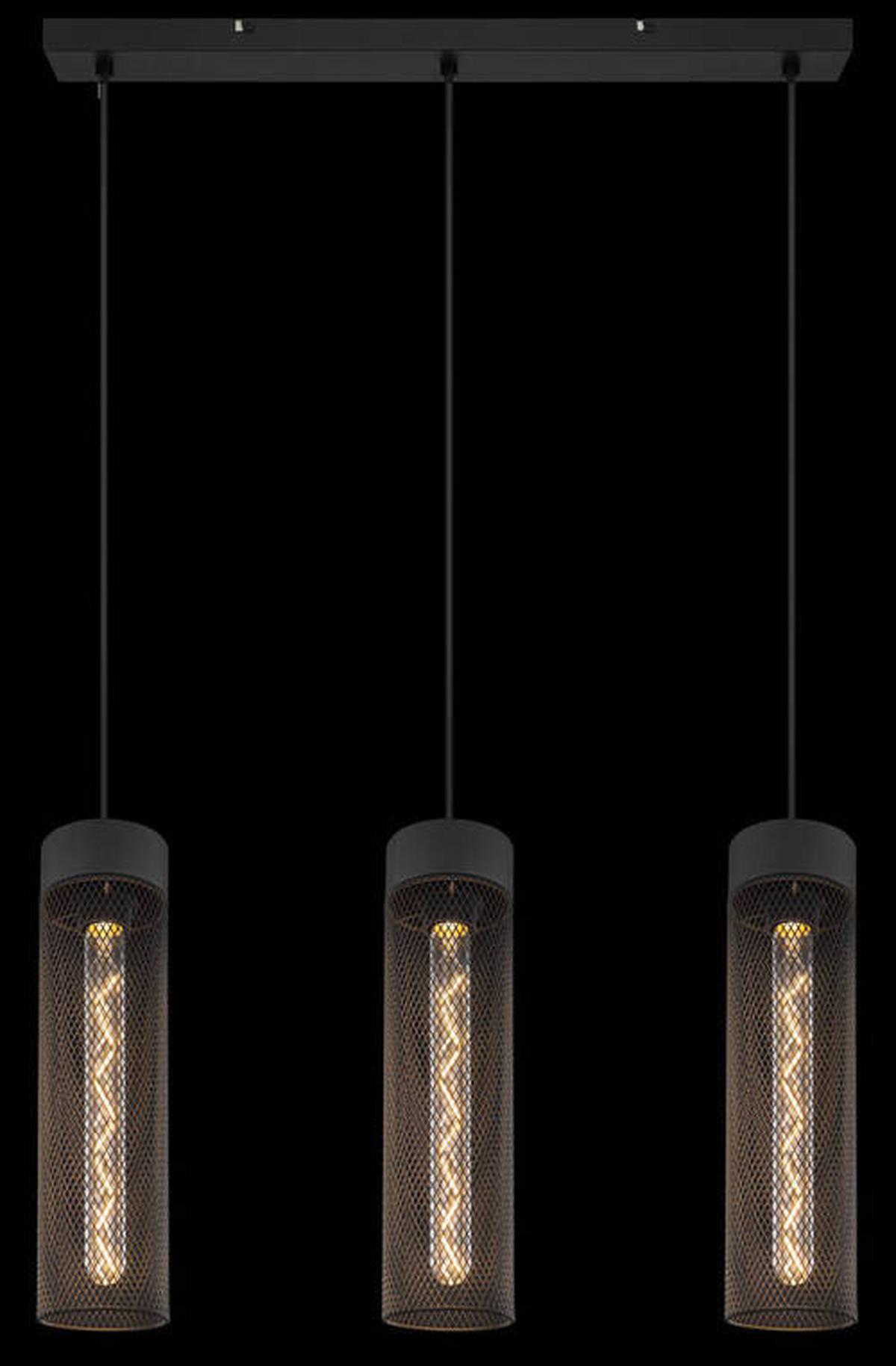 Hängeleuchte Hans Schwarz matt max. 40 Watt - Schwarz, Design, Metall (60/9,5/120cm) - Globo