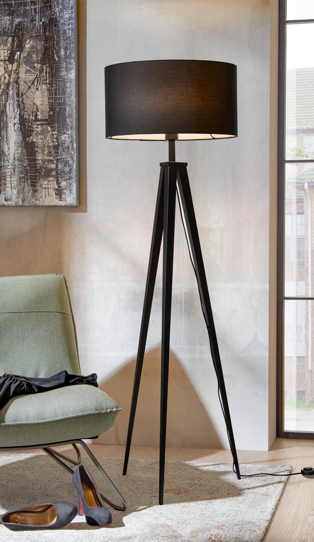 LAMPA STOJĄCA SAN DIEGO *SBN* - czarny, Konventionell, metal/tkanina (49/158cm) - Novel