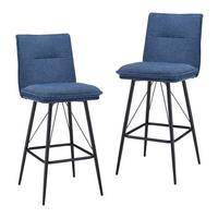 Barhocker-Set Boris Blau Webstoff Gepolstert - Blau/Schwarz, MODERN, Holz/Textil (44/107/56cm) - Bessagi Home