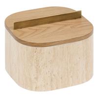 Cutie cu capac Travy M cca. 18x13 cm - maro/bej, Basics, material pe bază de lemn (18/18/13cm)