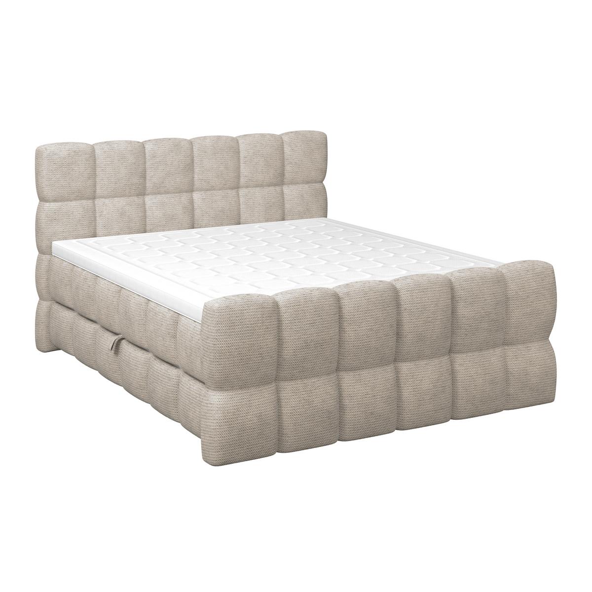 Postelja Boxspring Brisbane, Bež, 160x220 - bež, Trend, kovina/umetna masa (160/220cm) - Premium Living