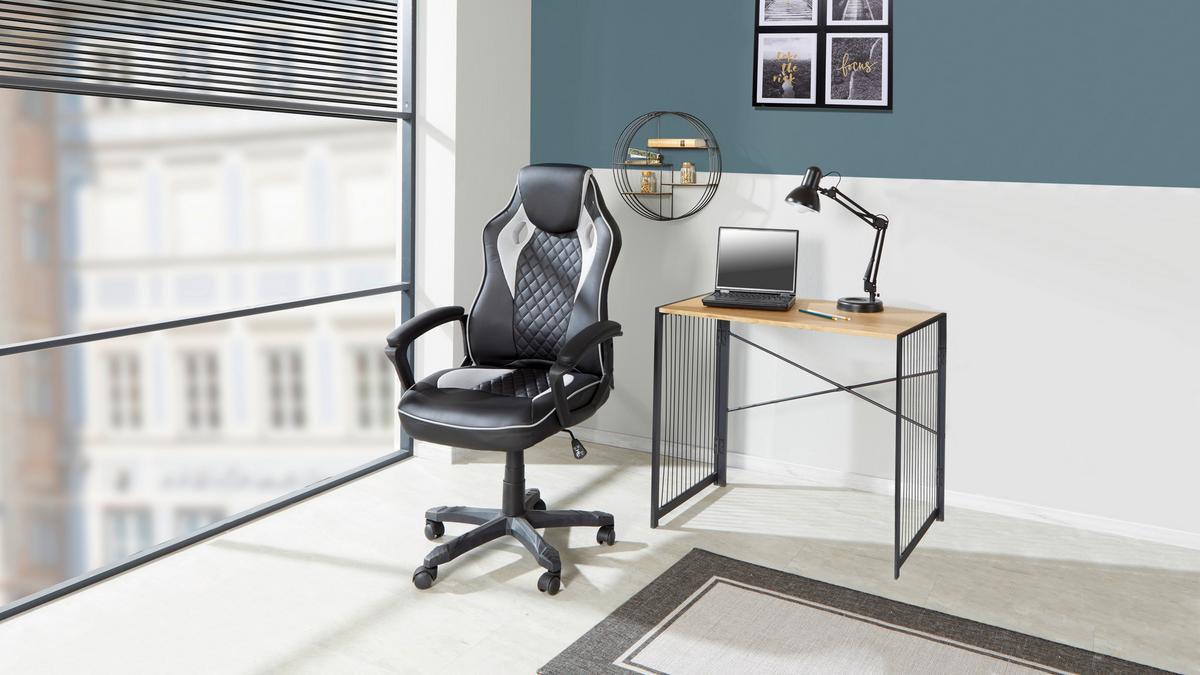 Scaun directorial Marco - negru/gri, Modern, plastic/metal (65,5/110-120/69cm) - Modern Living