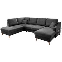 Wohnlandschaft Valentina Anthrazit Struktur - Anthrazit/Naturfarben, KONVENTIONELL, Holz/Textil (200/301/150cm) - P & B