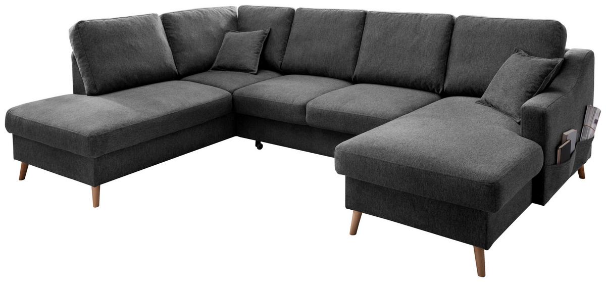 Wohnlandschaft Valentina Anthrazit Struktur - Anthrazit/Naturfarben, KONVENTIONELL, Holz/Textil (200/301/150cm) - P & B