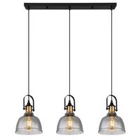 Viseča Svetilka 15558-3h - črna/barve medenine, Design, kovina/steklo (83,5/20cm) - Globo