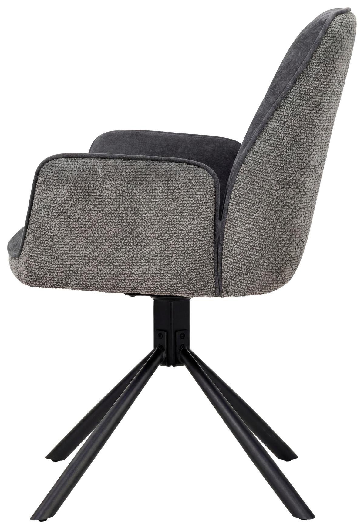 Armlehnstuhl Queens Anthrazit - Anthrazit/Schwarz, Design, Textil/Metall (60/89/64cm) - Mömax