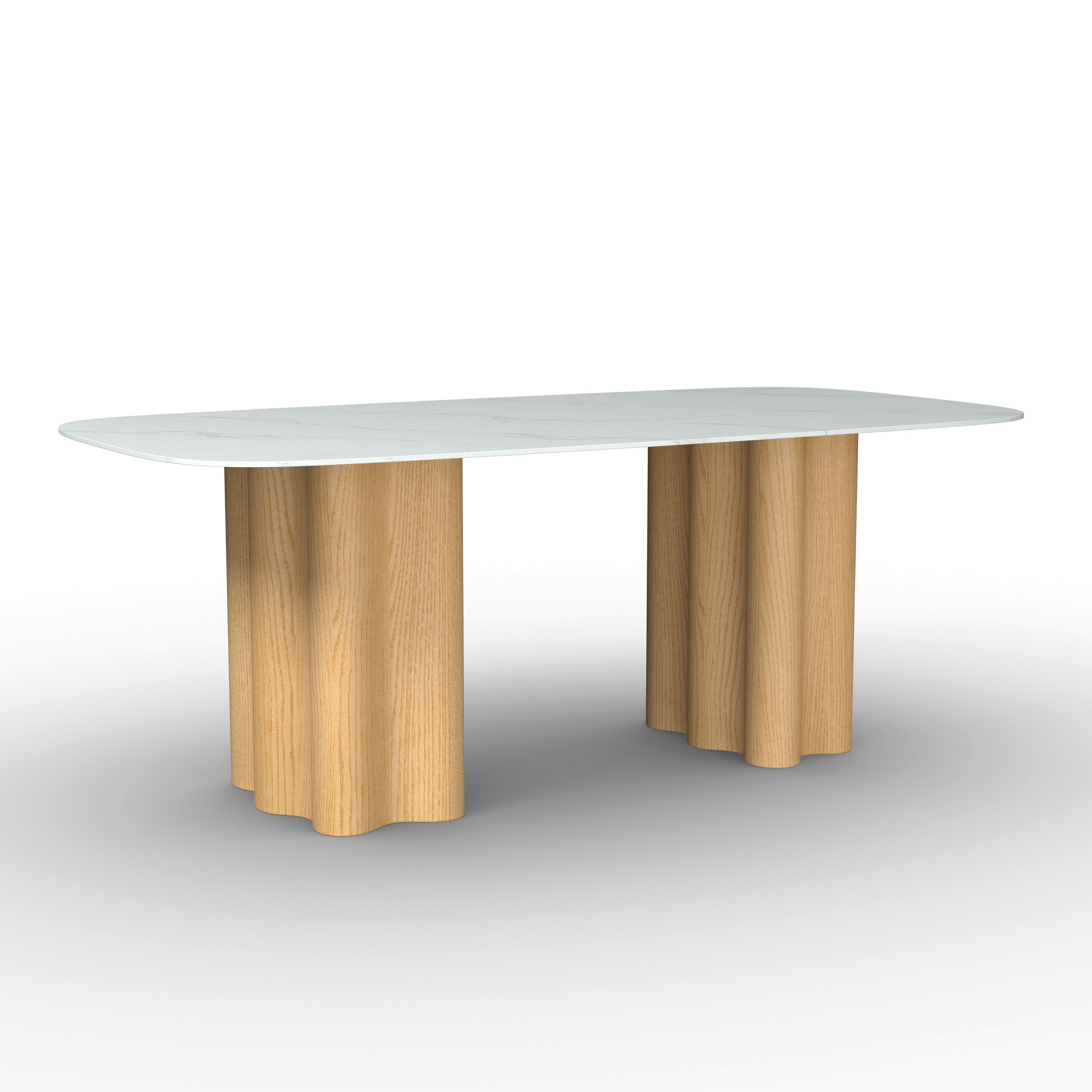 Étkezőasztal Elenya - tölgyfa színű/fehér, Modern, faalapú anyag/kő (200/76/100cm) - Bessagi Home