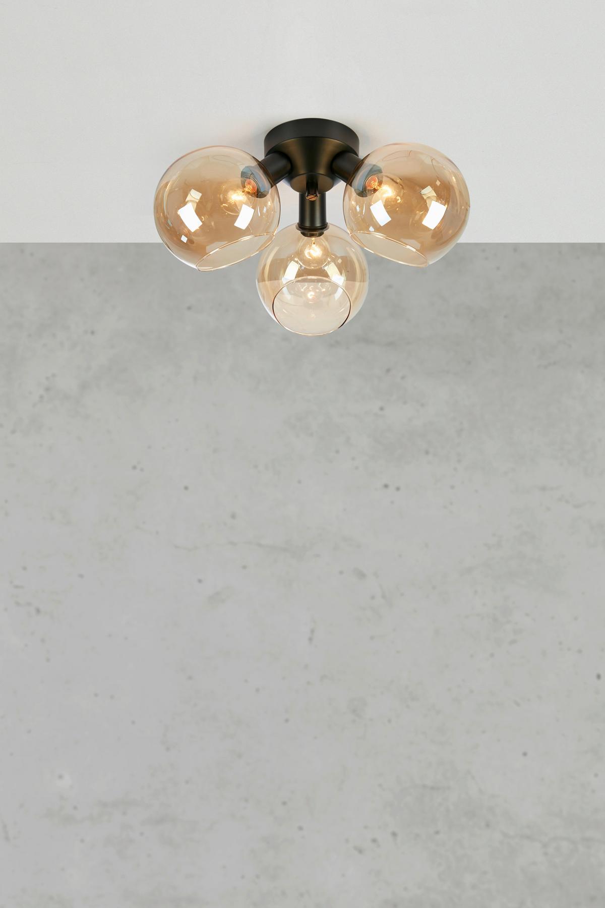 Deckenleuchte Markslöjd Artis Schwarz/Bernstein max. 40 Watt - Bernsteinfarben/Schwarz, Design, Glas/Metall (40/40/20cm) - Markslöjd