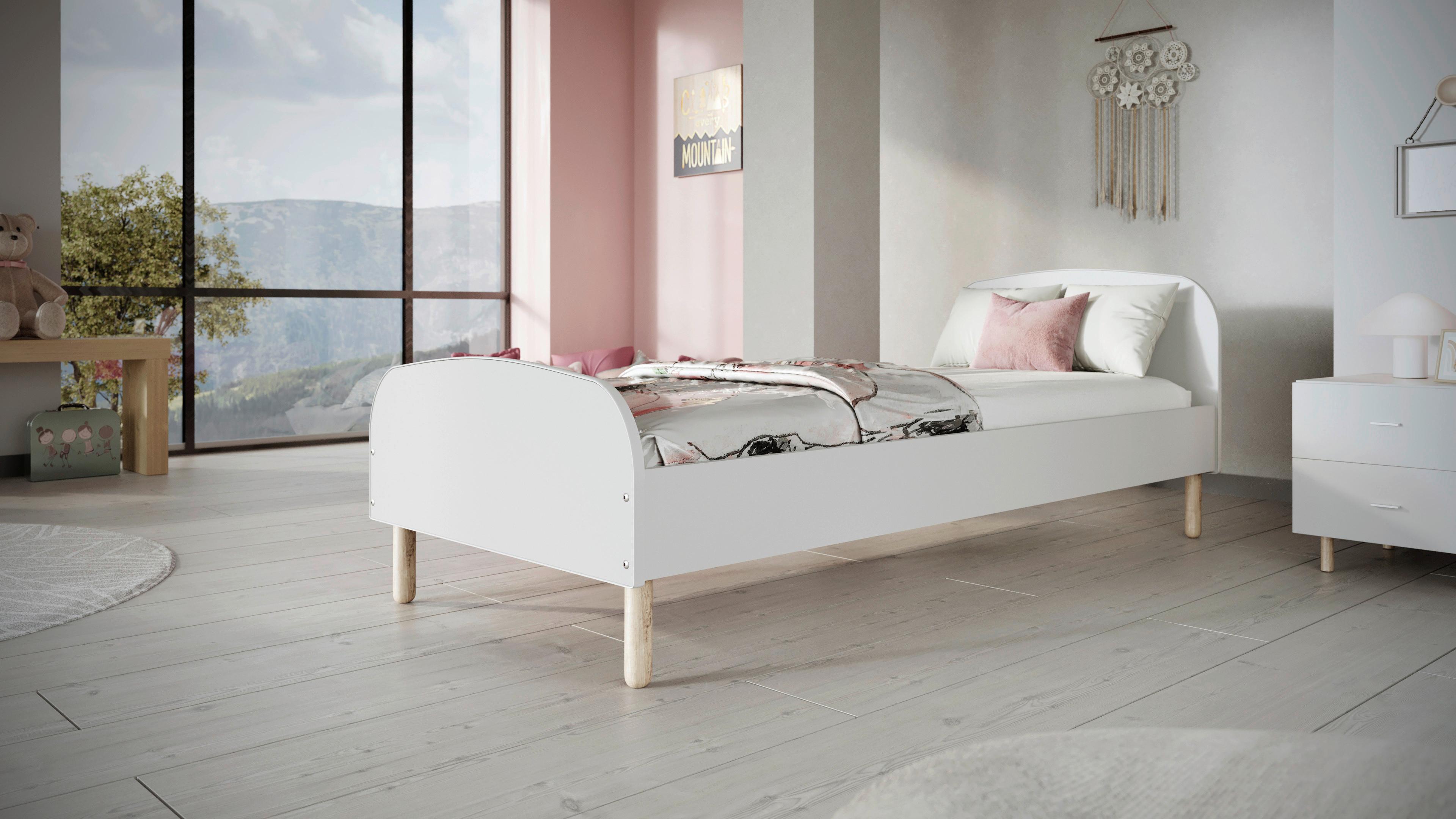 Otroška Postelja Emma, 90x200cm - bela/barve breze, Moderno, leseni material/les (90/200cm) - MID.YOU