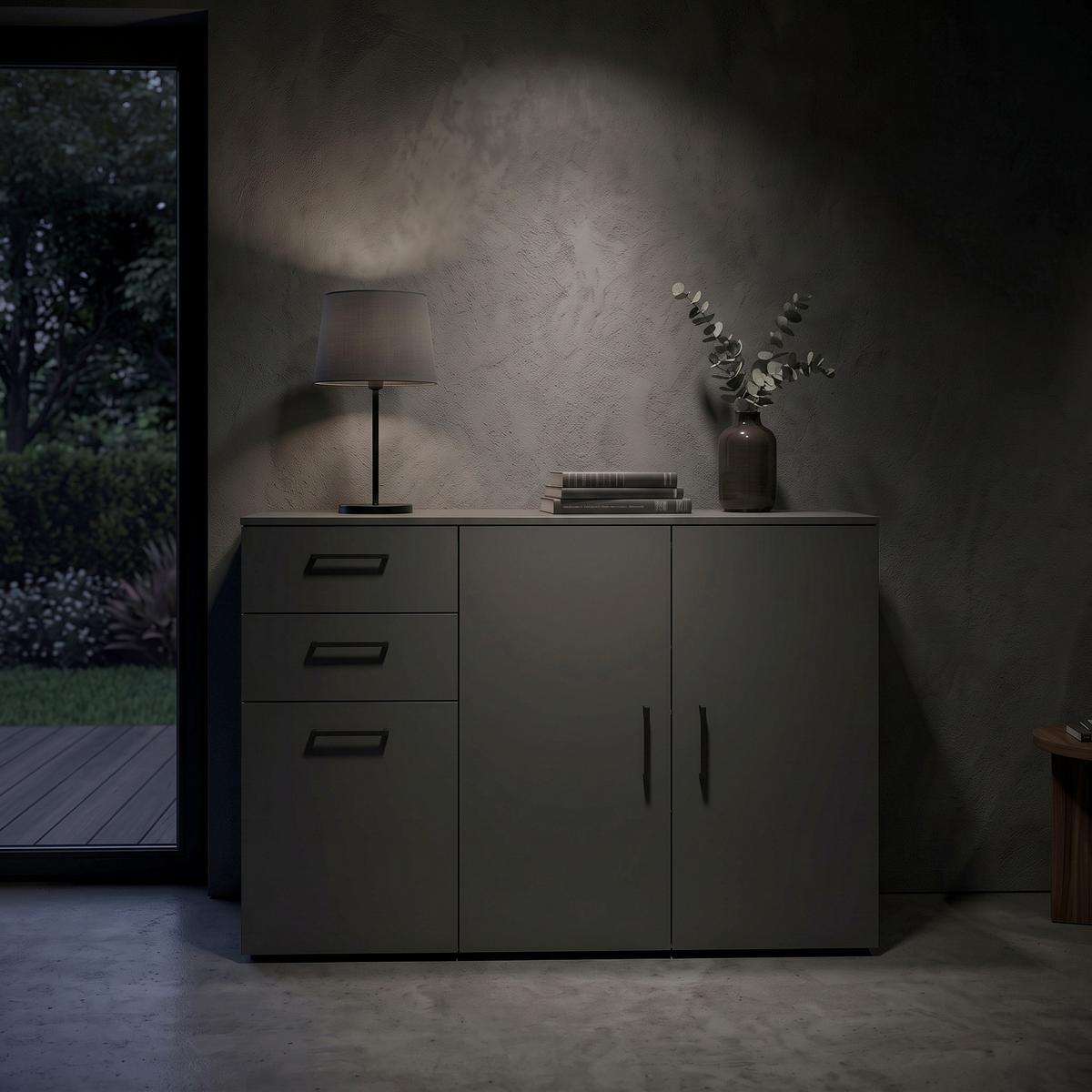 Komoda Multi - boje grafita/crna, Moderno, drvni materijal/plastika (120/83/52cm) - Modern Living