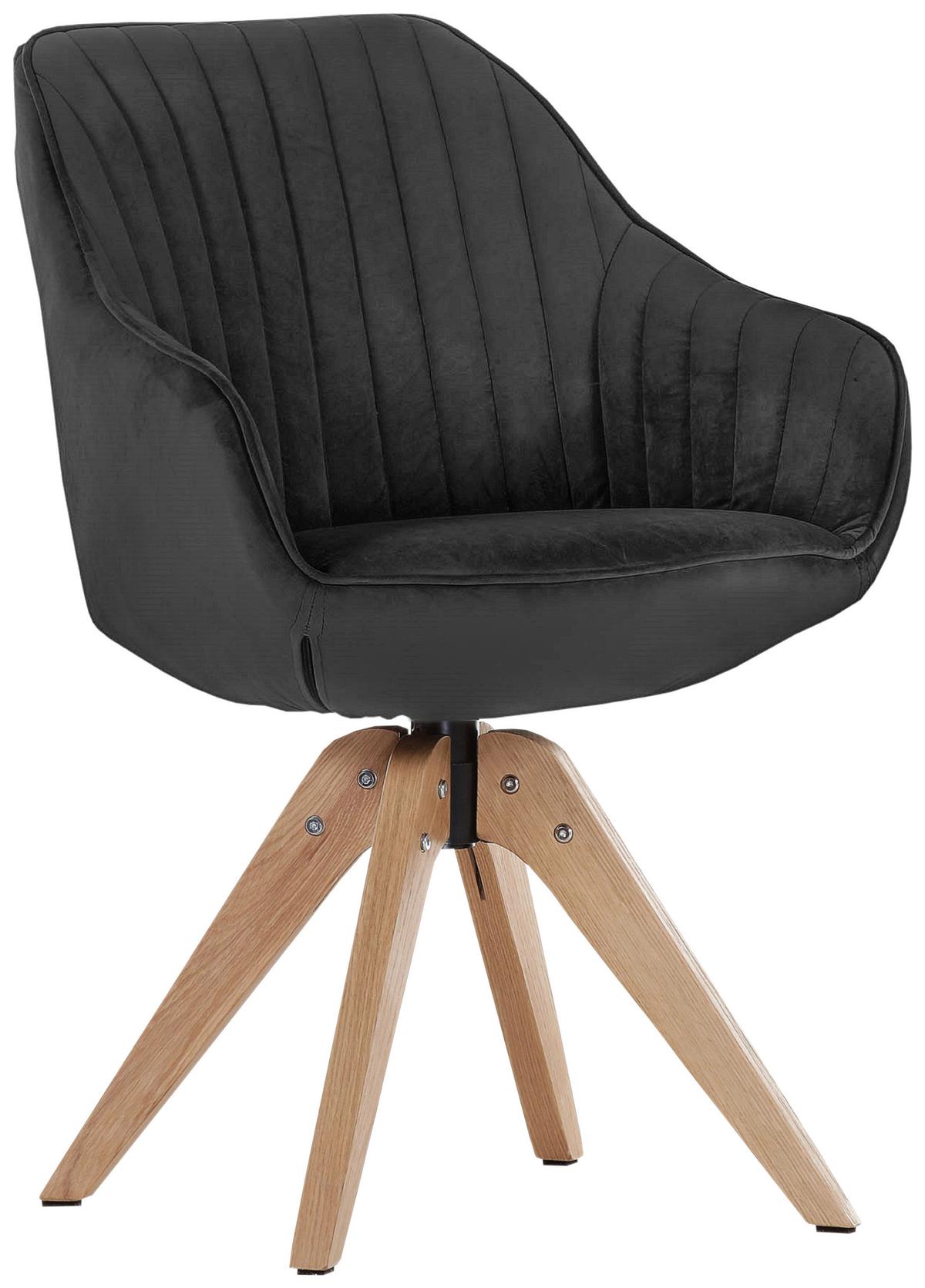 KRZESŁO Z PODŁOKIETNIKAMI CHILL    -HOM IN- - antracytowy/kolor naturalny, Lifestyle, tkanina/drewno (60/83/65cm) - Hom`in