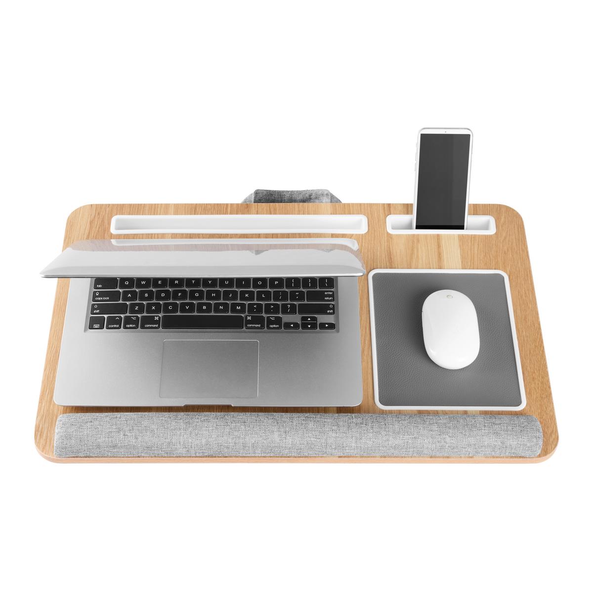 Masă pentru laptop Lappy - culoare natur/gri, Konventionell, plastic/textil (55/36,5/9,5cm) - Mömax