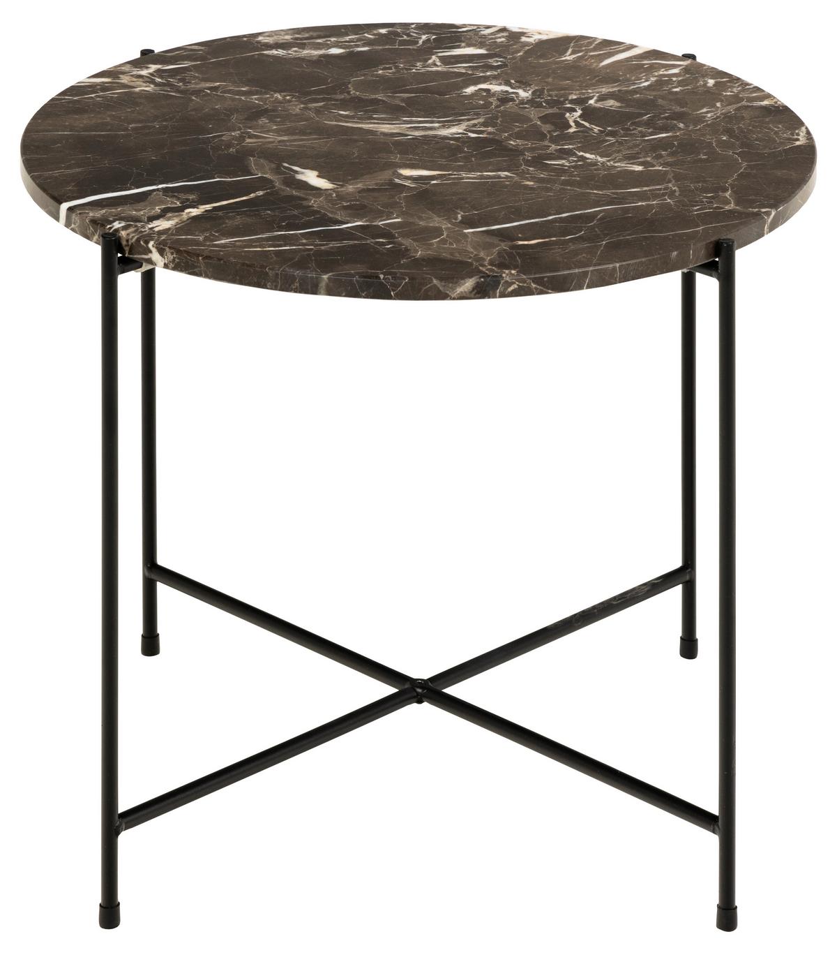 STOLIK BOCZNY AVILA - czarny/ciemnobrązowy, Trend, kamień/metal (52/52/40cm)