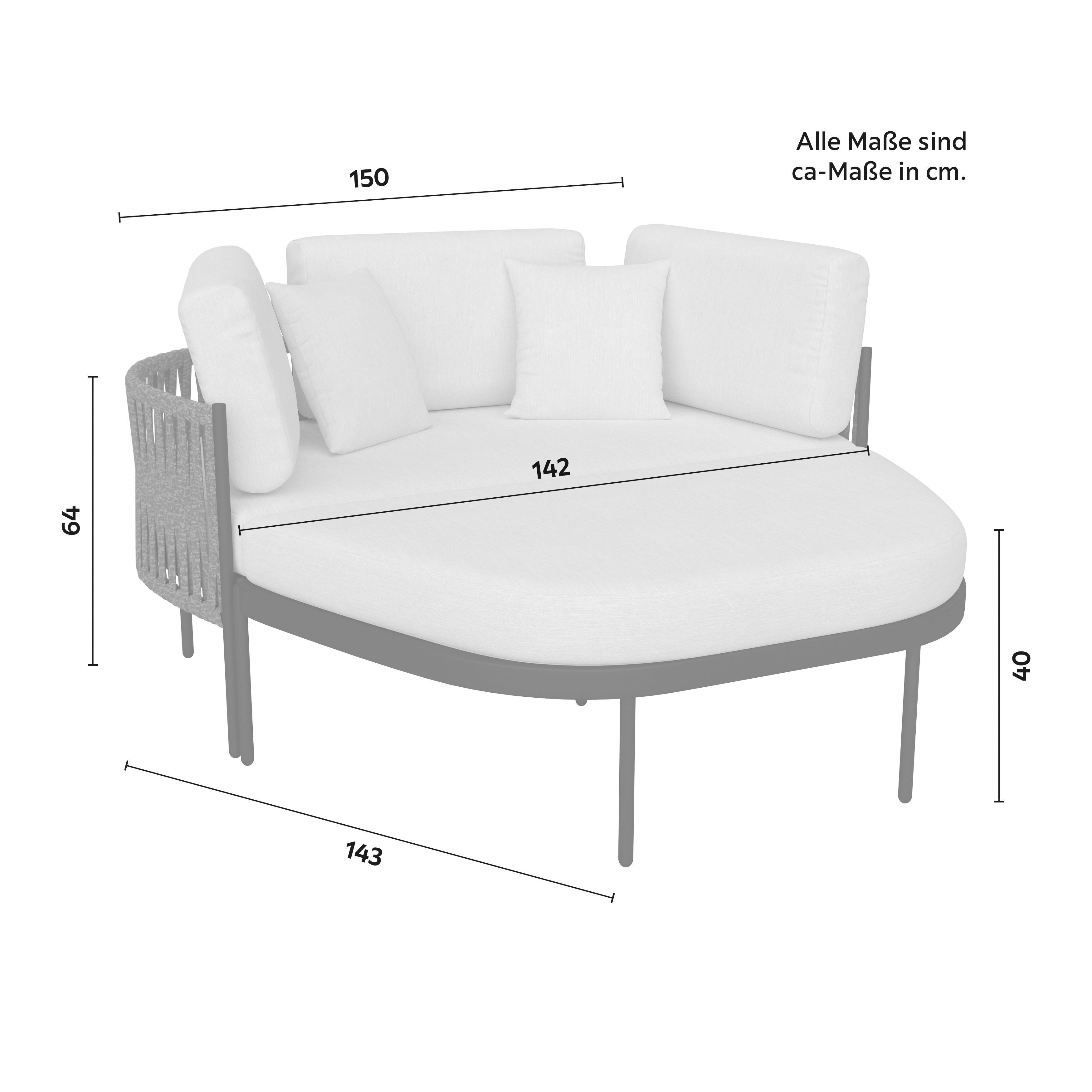 RUND SOLSÄNG LUCIEN - mörkgrå/ljusgrå, Modern, metall/textil (150/64/76cm) - Bessagi Garden