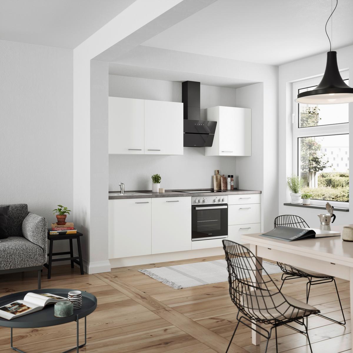 Küchenleerblock Touch High o. Geräte Weiß - Edelstahlfarben/Weiß, MODERN, Holzwerkstoff/Metall (240cm) - Nobilia