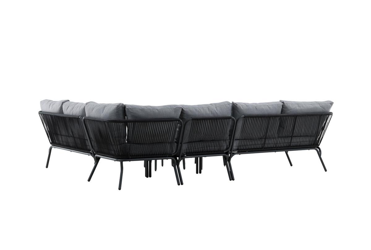 Dining-Loungeset Roxo ca. 283x221 cm Schwarz - Schwarz/Grau, KONVENTIONELL, Textil/Metall - Gardenson