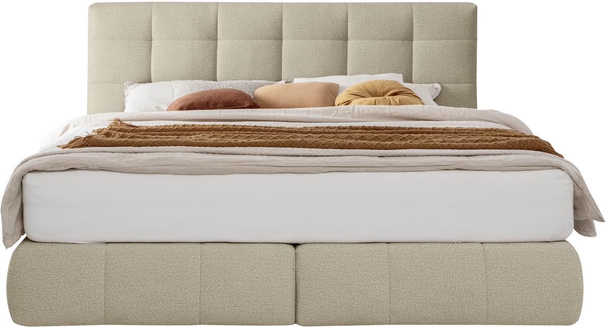 Boxspringbett Lavenito Beige ca. 180x200cm - Beige/Schwarz, KONVENTIONELL, Textil (180/200cm) - Premium Living