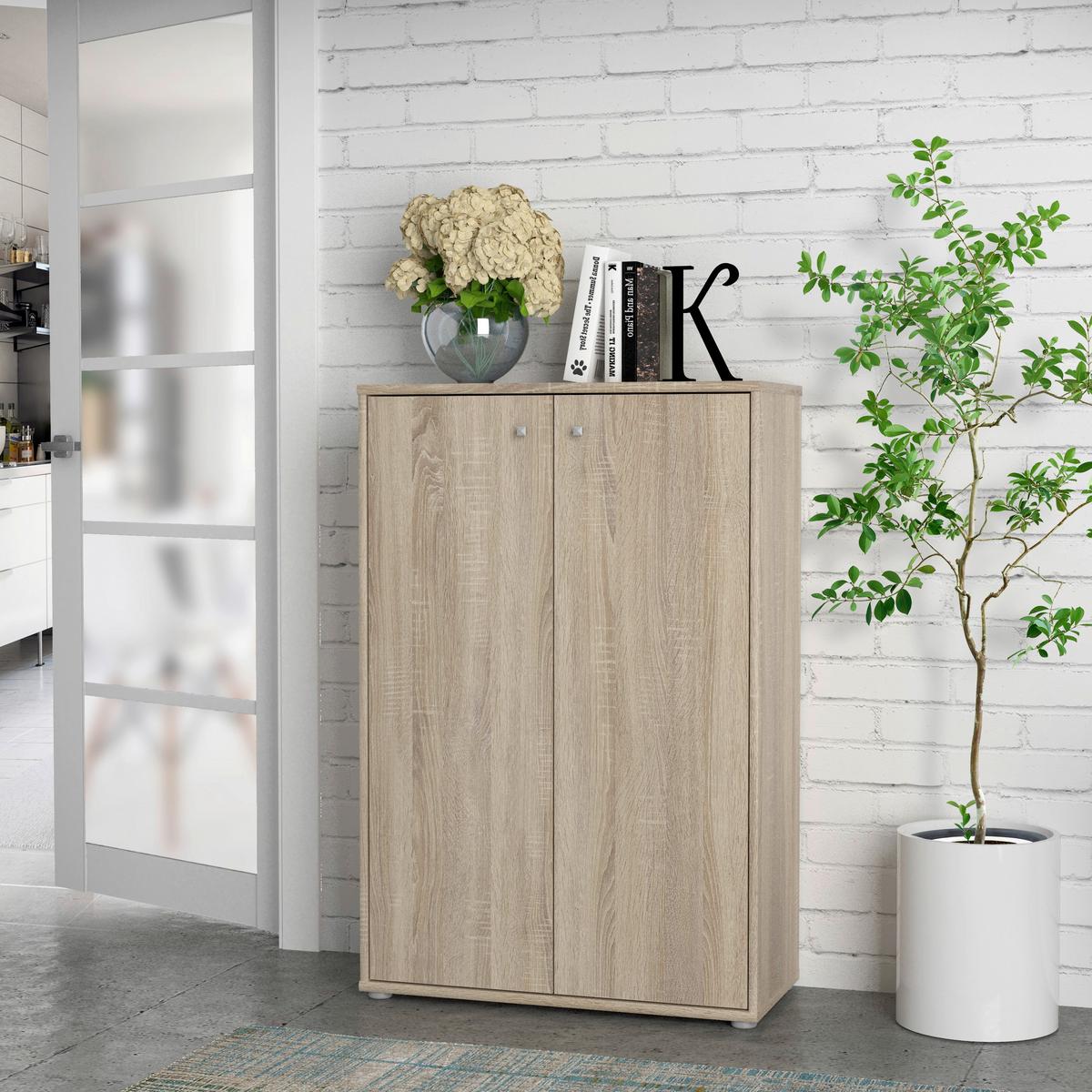 Komoda Tempra 2, Barva Hrasta - barve aluminija/hrast sonoma, Design, umetna masa/leseni material (73,7/111,1/34,8cm)