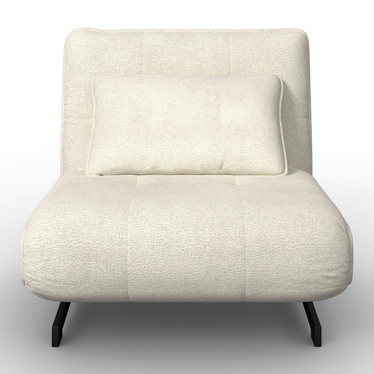 Schlafsessel Luna Bouclé Weiß - Schwarz/Weiß, MODERN, Textil/Metall (92/40/66cm) - Bessagi Home