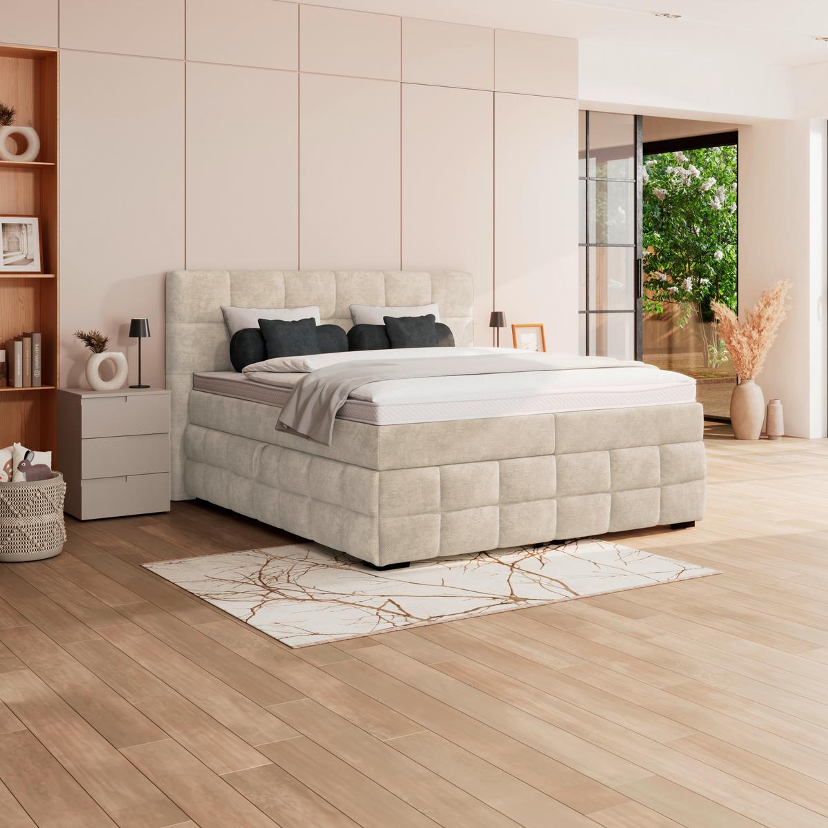 PAT BOX VEGA - alb/verde, Trend, lemn/textil (160/200cm) - Modern Living