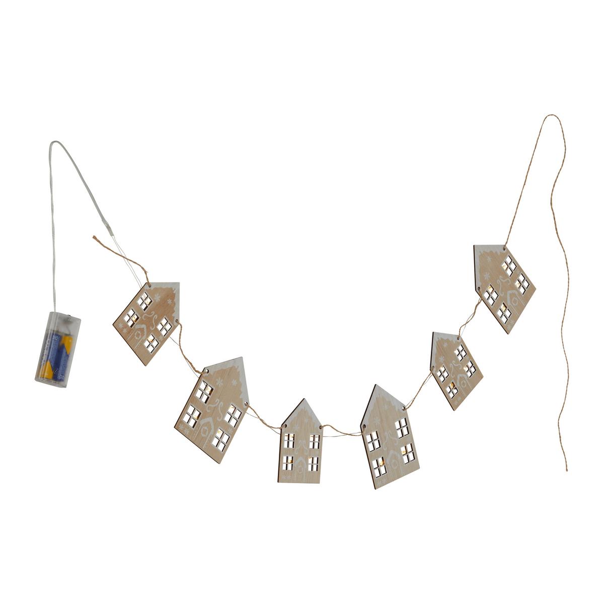 Lichterkette Tamo in Braun/Weiß ca. 80cm - Weiss/Braun, Konventionell, Holz (80cm) - Modern Living