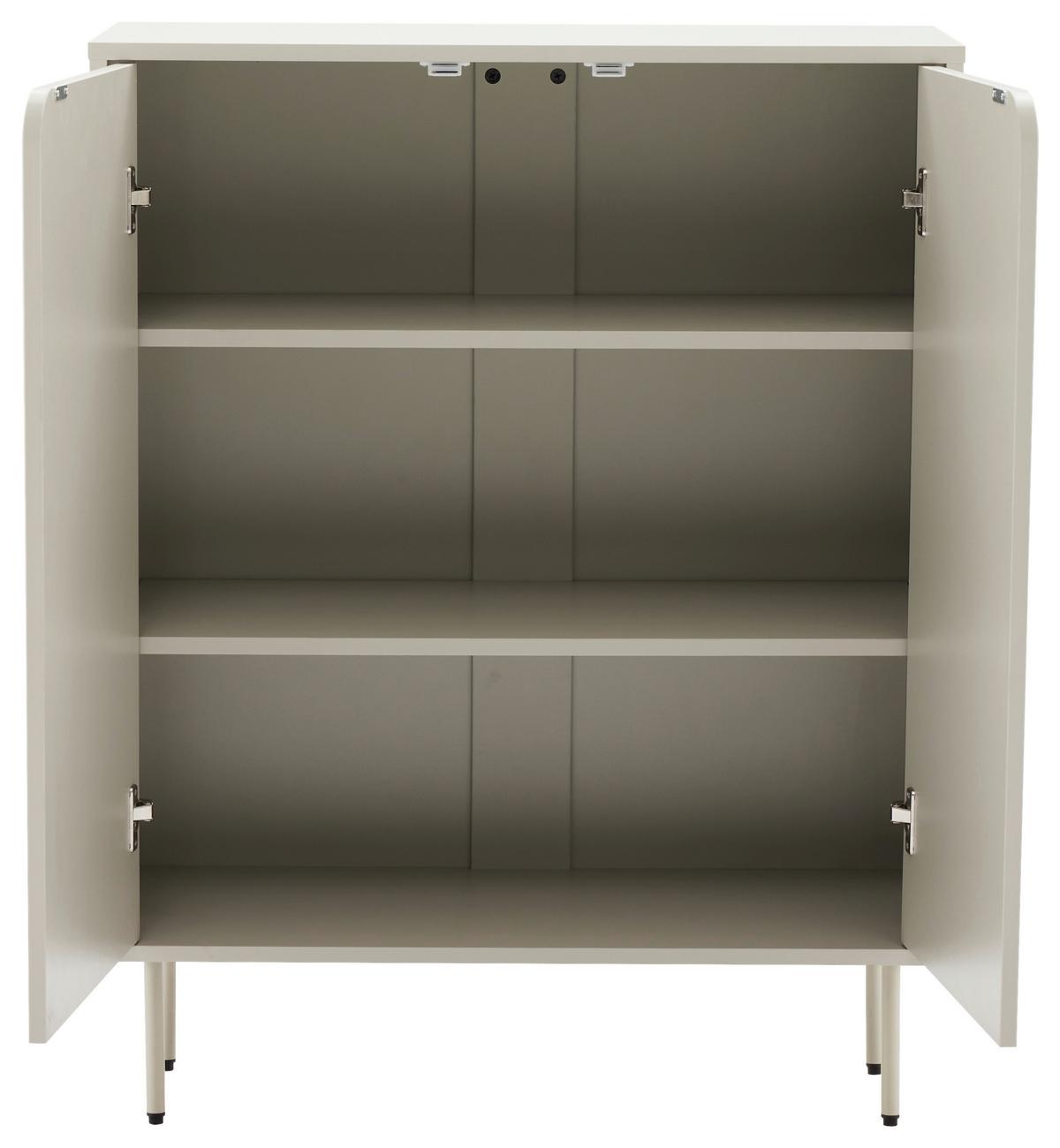 KOMODA WYSOKA MIMI - szary jedwabisty, Design, materiał drewnopochodny/metal (80/103/35cm) - Xora