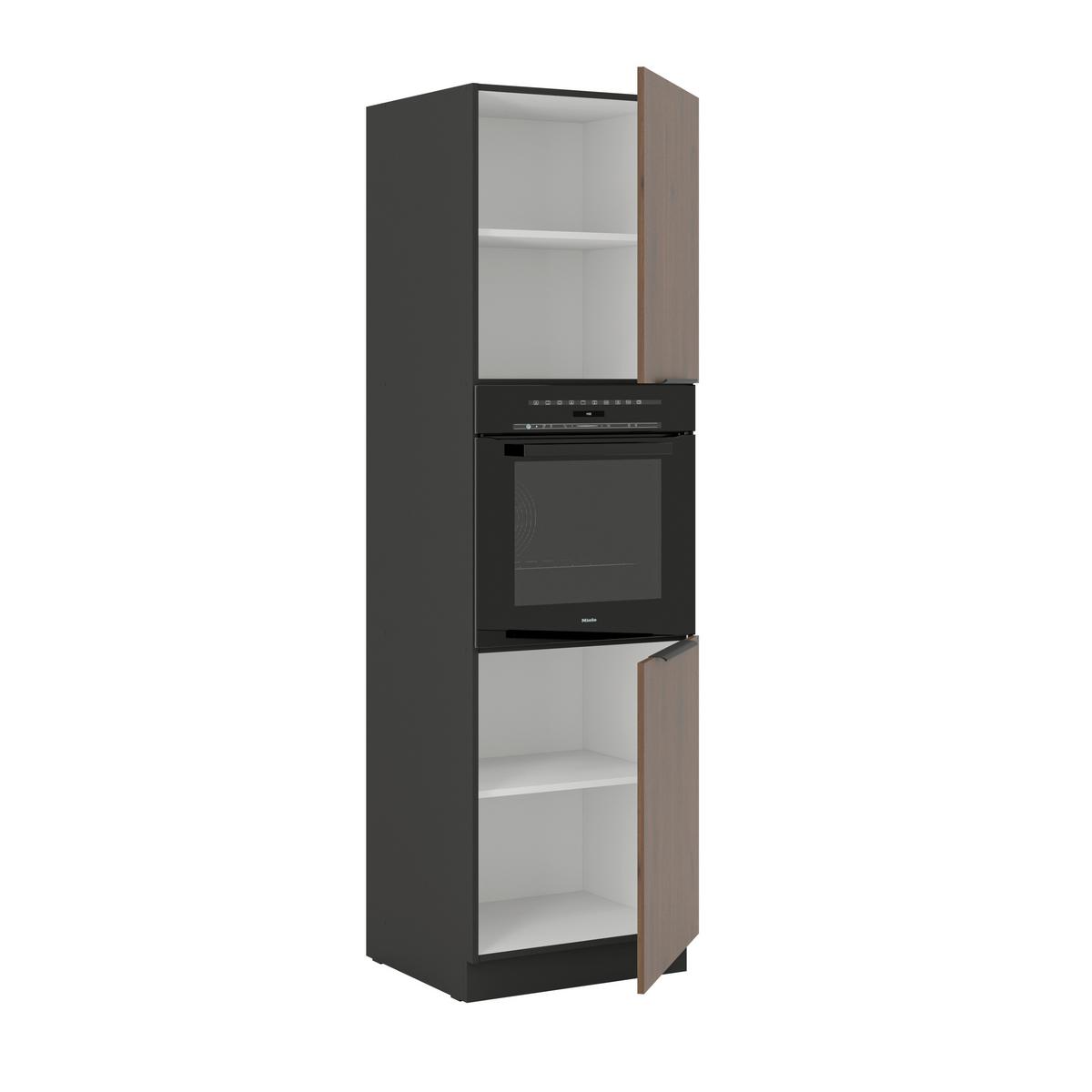 Element Za Ugradni Šporet Monza - boja oraha/crna, Moderno, metal/pločasti materijal (60/210/57cm) - Modern Living